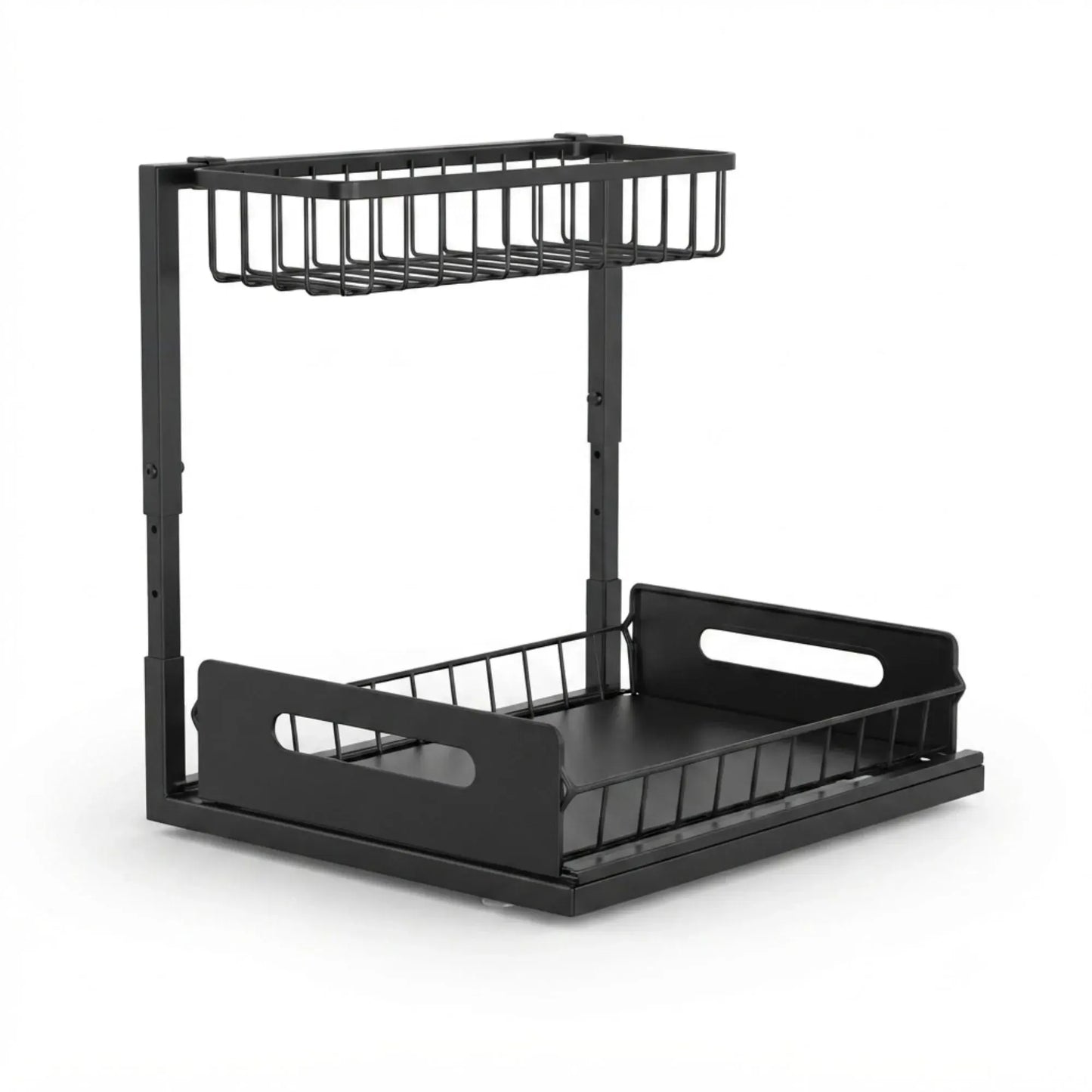 CARLA HOME 2 Tier Under Sink Organiser - Sliding Drawer - Black - Adjustable Under Sink Organiser - Image 9