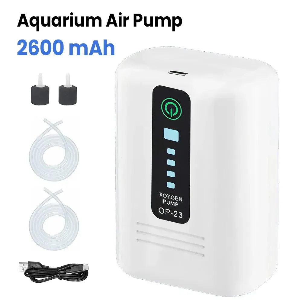 Aquarium Oxygen Pump Black USB Rechargeable Air Pump for Fish Tanks and Bait Buckets with 2 Outlets - Image 9