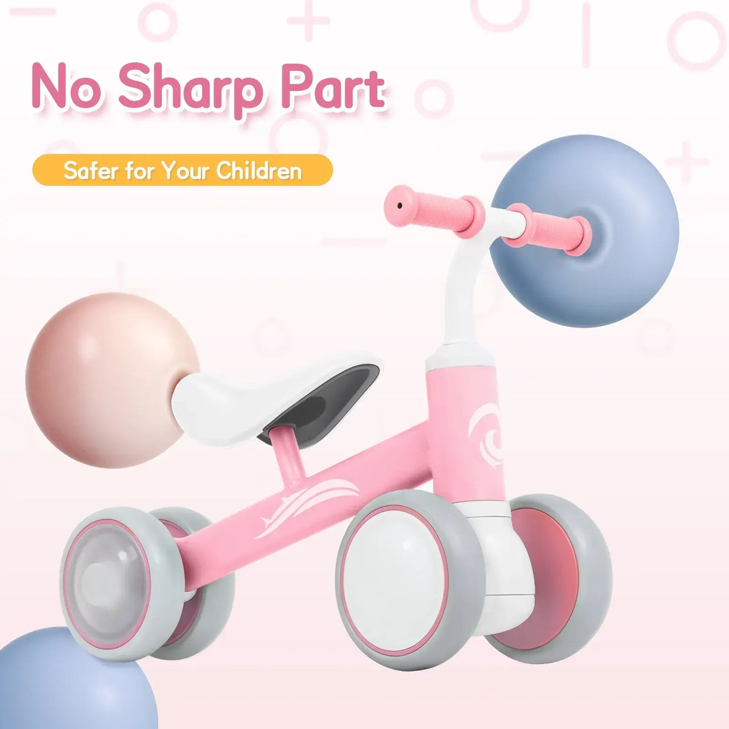 Pink Baby Balance Bike with LED Lights, 55x23x39cm, Suitable for Toddlers Aged 12-36 Months - Image 8