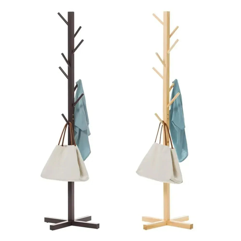 Solid Wood Coat Rack Stand in Natural Finish for Entryway, 80x180cm - Image 9
