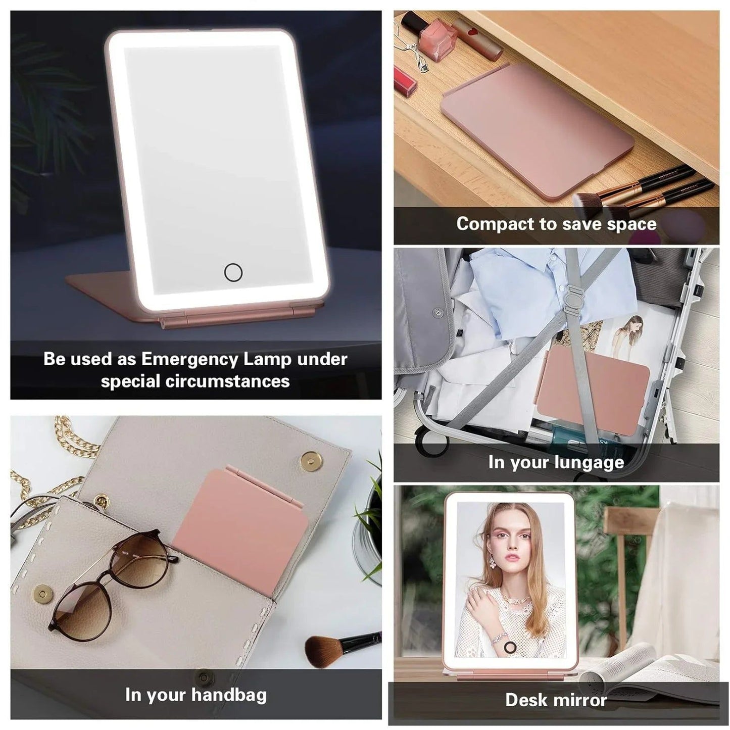 LED Travel Makeup Mirror 3 Light Modes USB - Image 6