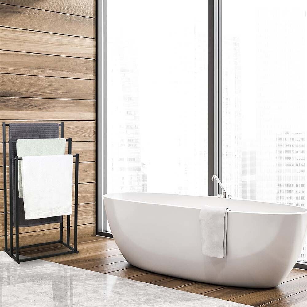 Metal Free Standing Towel Rack 3 Tier Bathroom Rail Shelf Dryer - Image 8