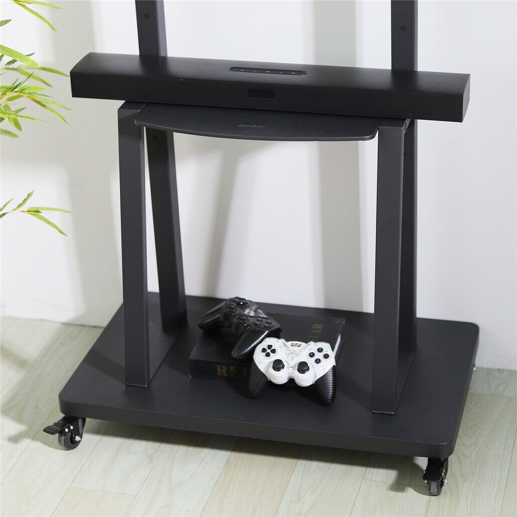 32-80 Rolling TV Stand with 2-Tier Shelf Adjustable Mount - Image 9
