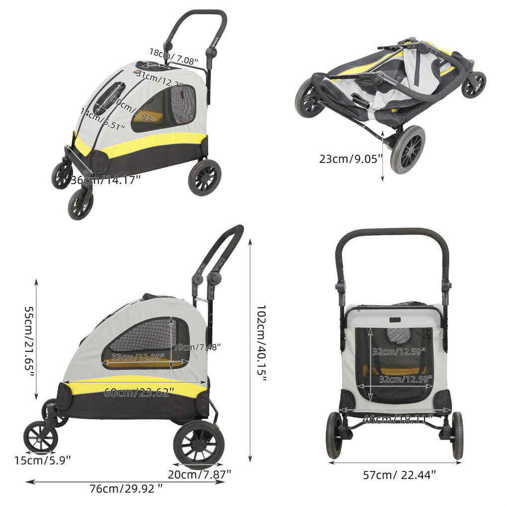 Dog Stroller Foldable Pet Travel Cart M Size - Image 6
