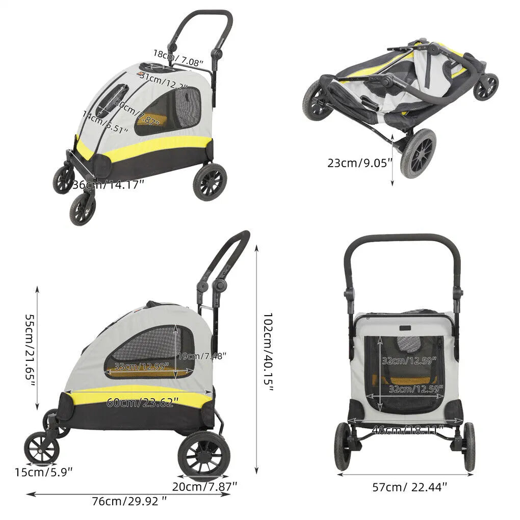 Dog Stroller Foldable Pet Travel Cart M Size - Image 6