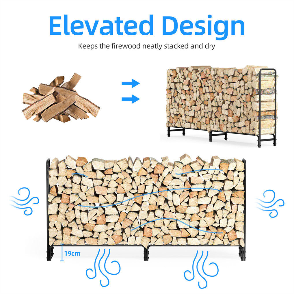 Metal Firewood Rack Log Storage Holder Heavy Duty - Image 8