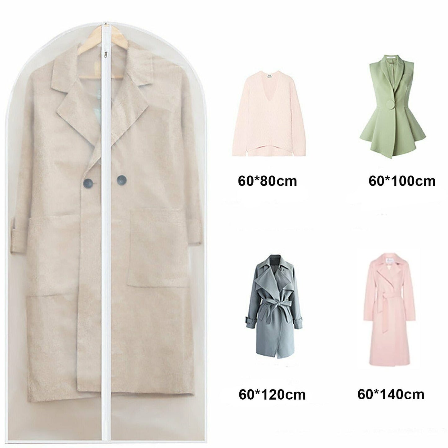 10x Transparent Garment Bags 60x100cm Dustproof Suit Coat Cover Storage - Image 2