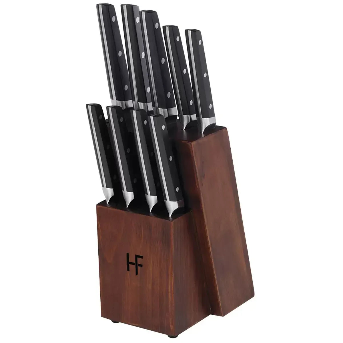 10 Piece Knife Block Set - High Carbon Stainless Steel Cutlery with Hardwood Block - Image 2