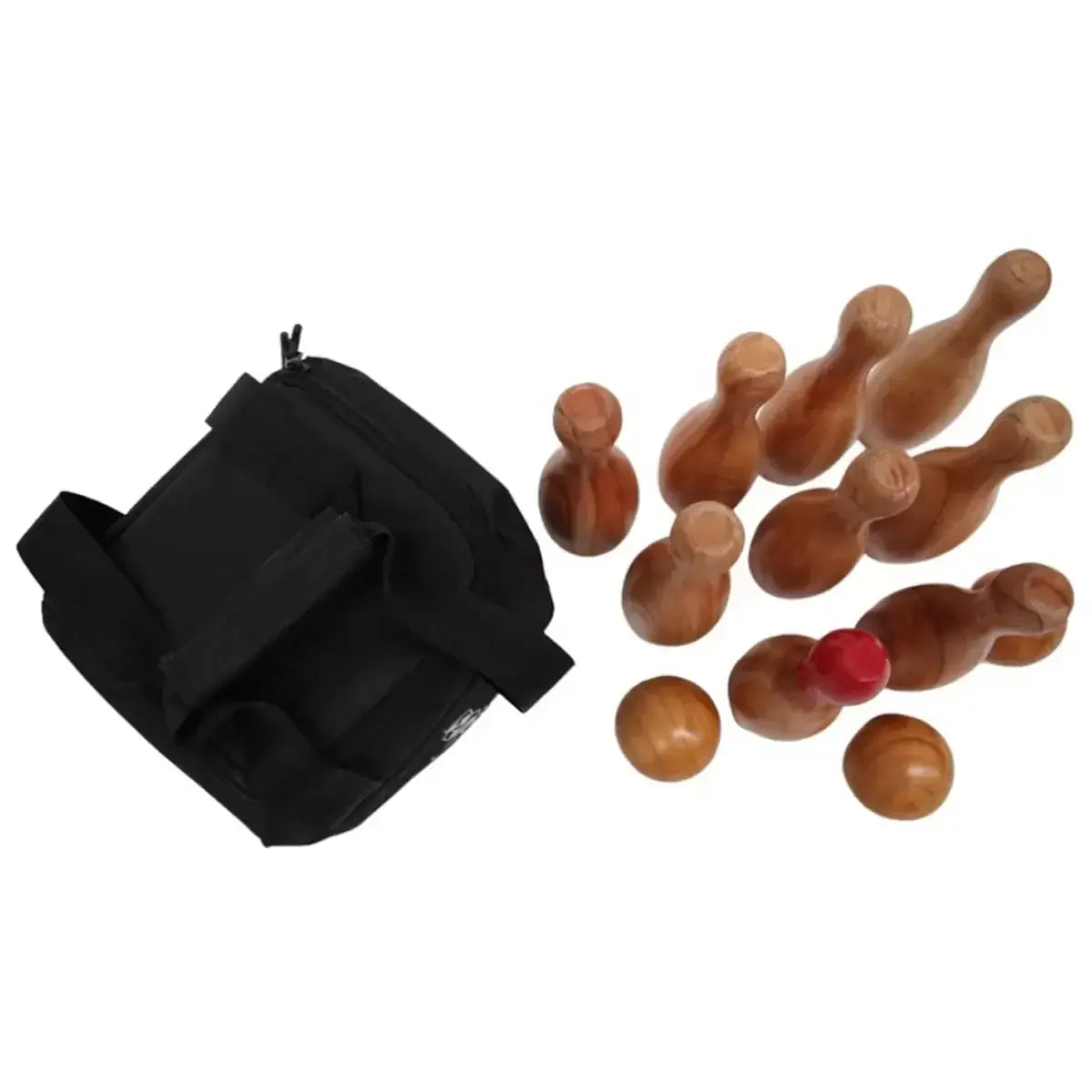 Natural Wooden Skittles Game Set with Carry Bag - 9 Hardwood Skittles (22cm) and 3 Wooden Balls (7cm) - Image 5