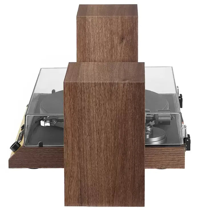 Vinyl Record Shelf Turntable with Speakers, Walnut Finish - Image 9