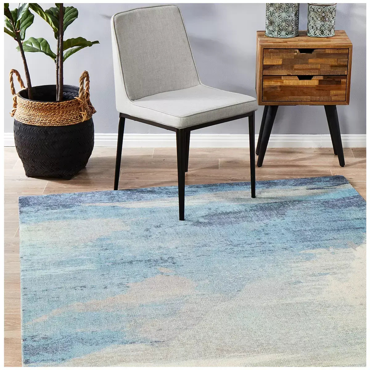 City Blue Rug 280 x 190cm - Contemporary Design with Hand-Carved Short Pile - Image 7
