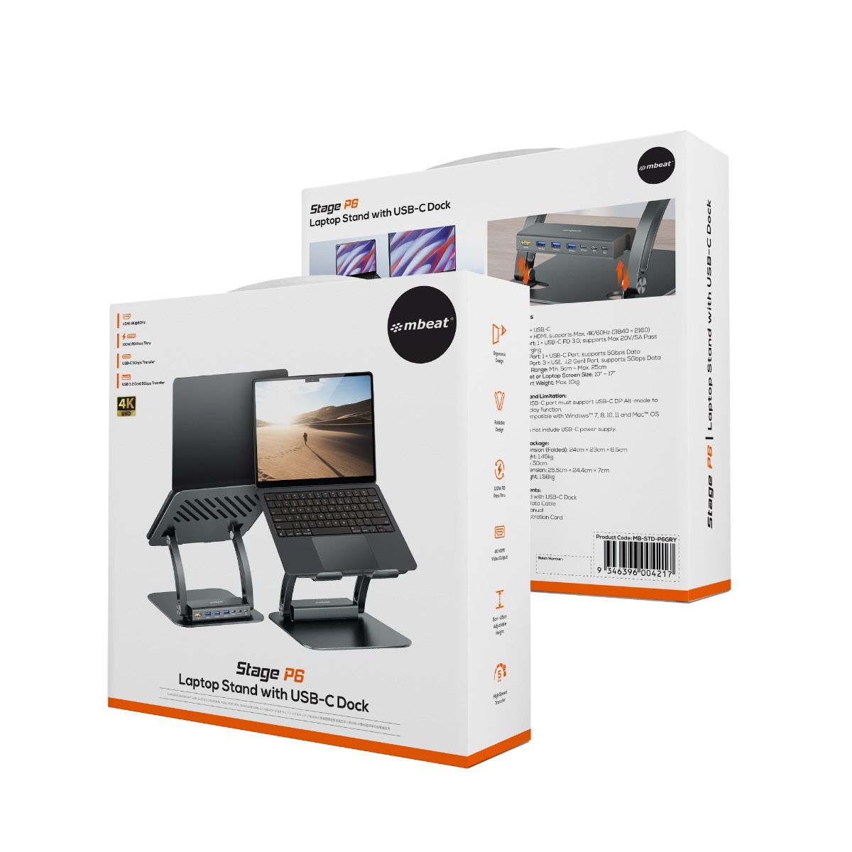 mbeat Stage P6 Laptop Stand with USB-C Dock - Image 7