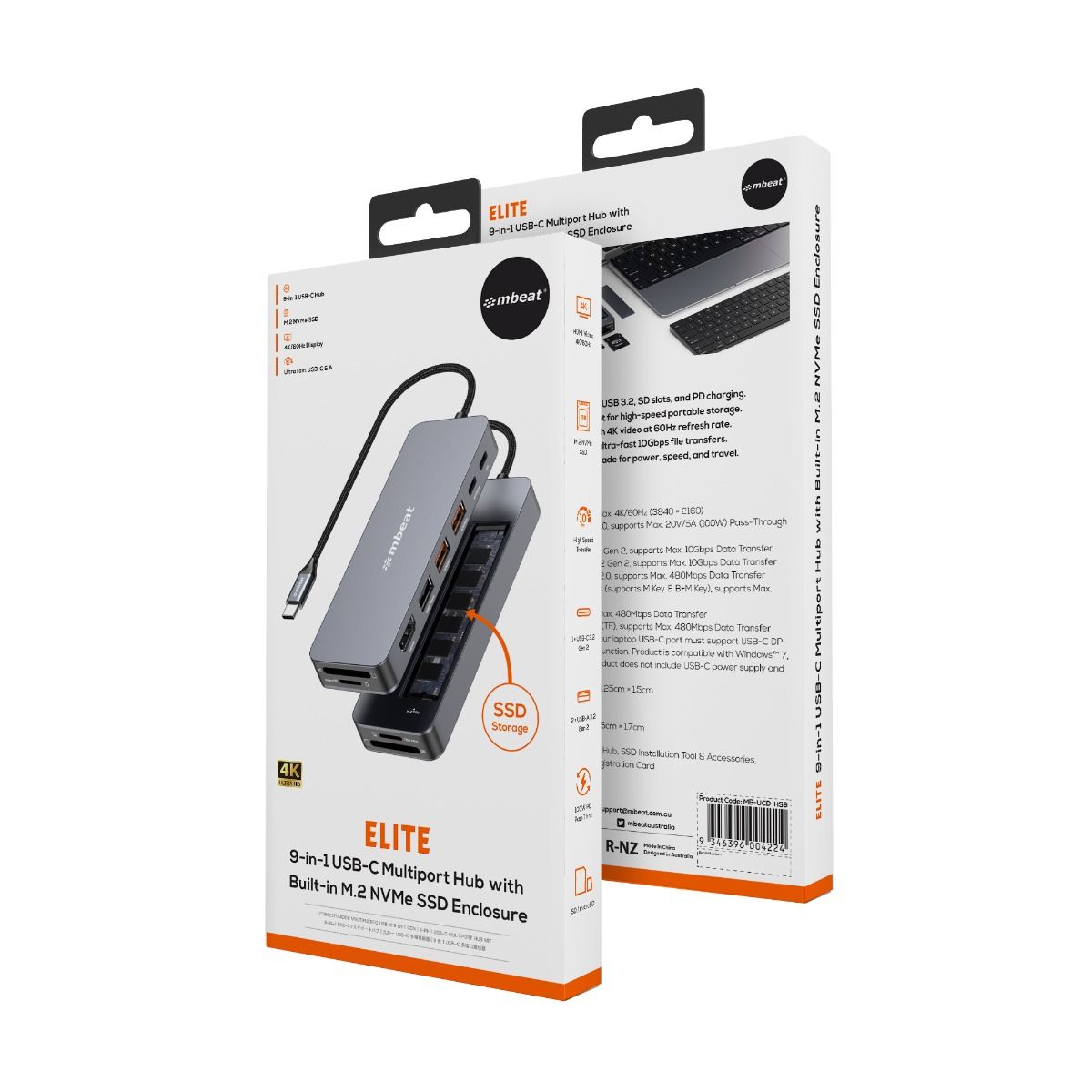 mbeat Elite 9-in-1 USB-C Multiport Hub with Built-in M.2 NVMe SSD Enclosure - Image 7