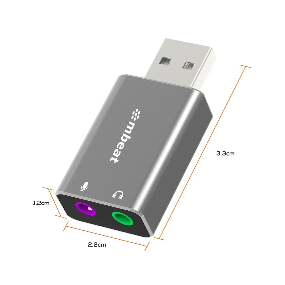 mbeat Elite USB to 3.5 Audio and Microphone Adapter - Space Grey - Image 7