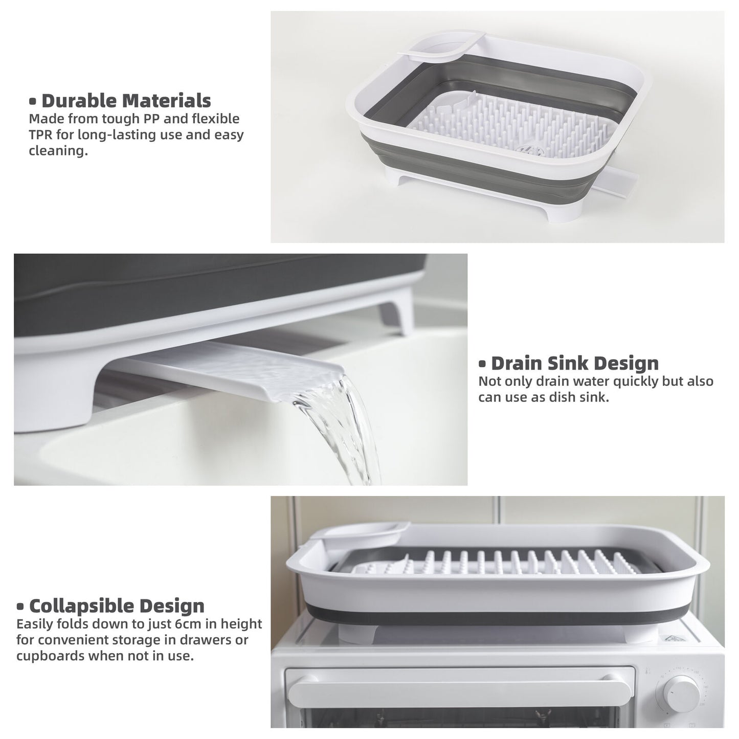 Collapsible Dish Rack with Utensil Section Space-Saving Drying Rack for Compact Kitchens & Camping - Image 9