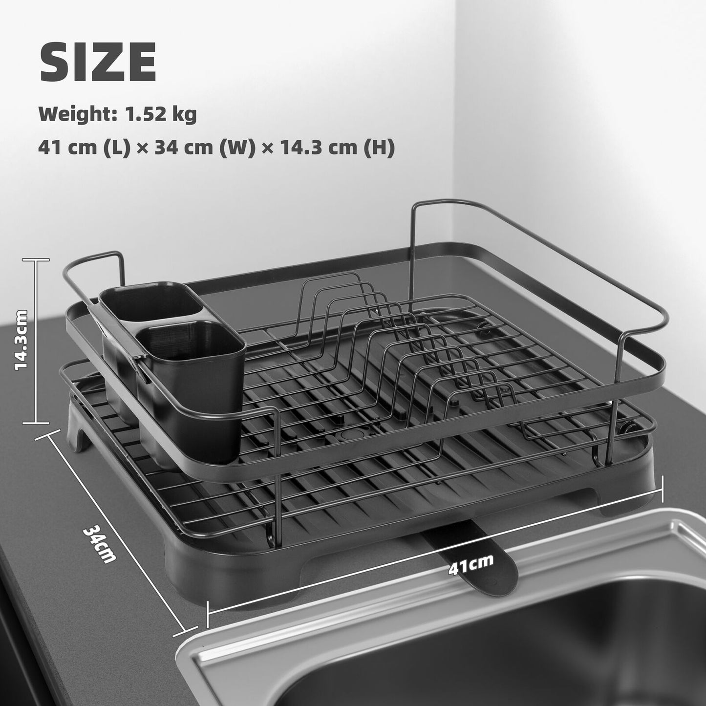Steel Frame Dish Drying Rack Durable Steel Frame, Removable Utensil Holder, Compact Size for Small Kitchens & Apartments - Image 7