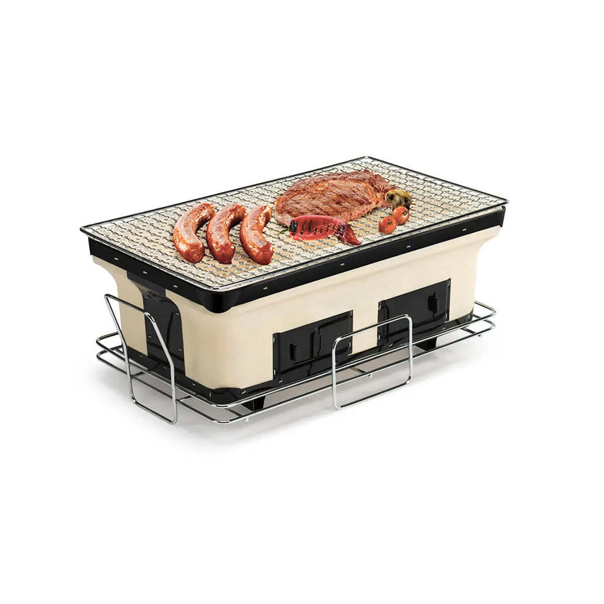 Portable Hibachi Tabletop Grill Dual Charcoal BBQ Chambers - Image 6
