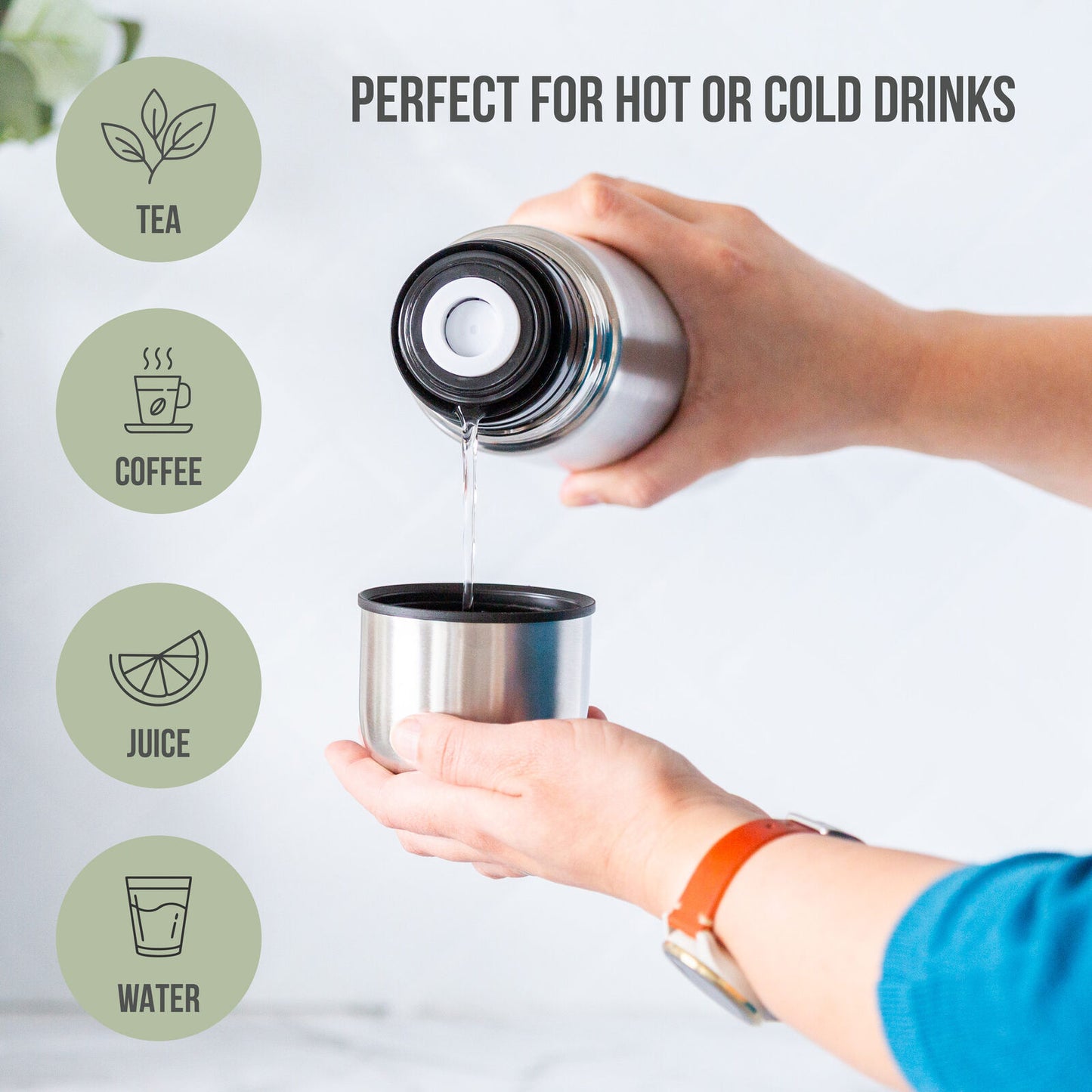 1L Stainless Steel Vacuum Flask Insulated Drink Container - Image 5