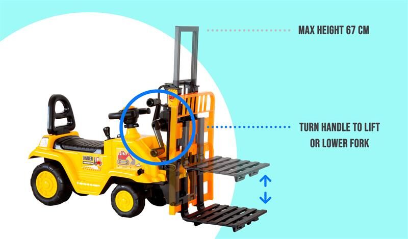 Kids Manual Forklift Ride-On with Working Mast Lift and Pallet - Image 9