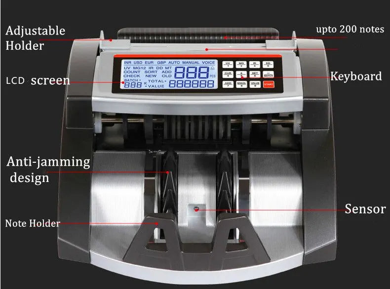 Australian Note Bill Money Cash Counter Machine with Value Count 4" LED Display - Image 7