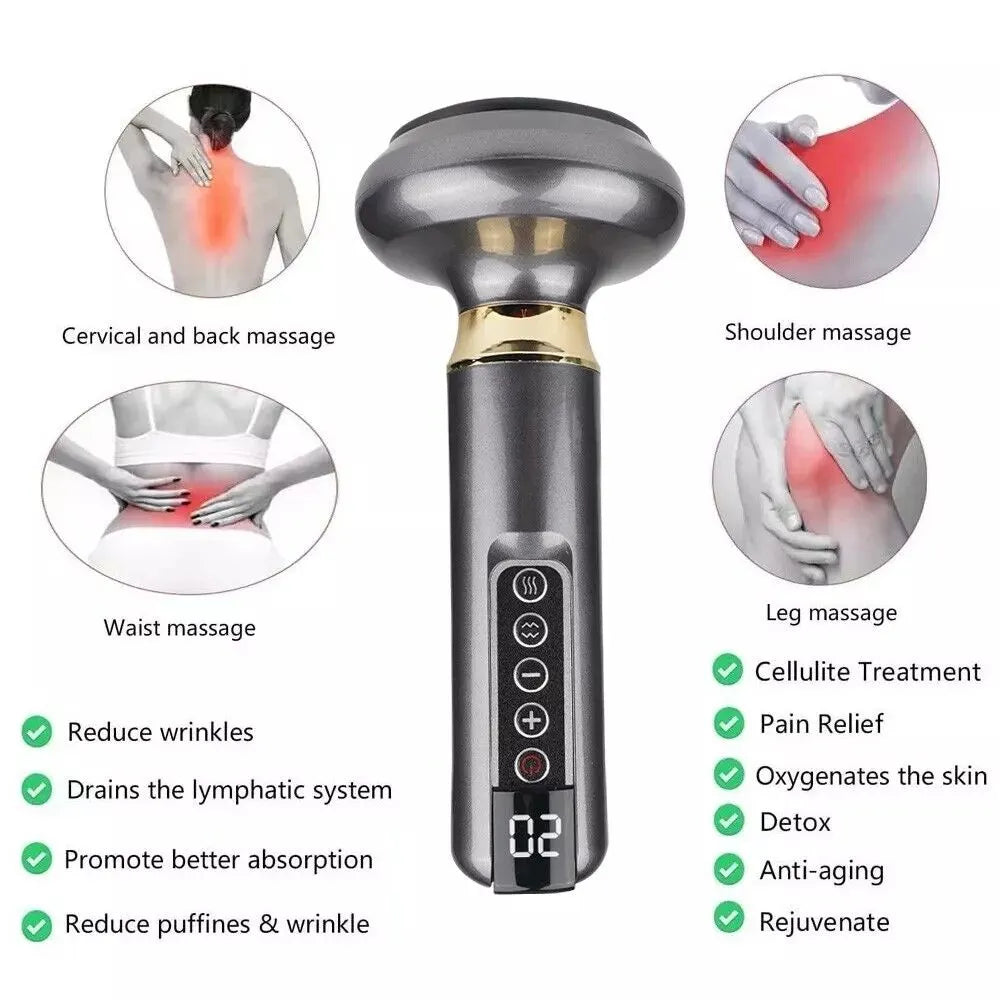 12 Levels Electric Cupping Massager Vacuum Suction GuaSha Anti Cellulite Beauty GRAY - Image 6