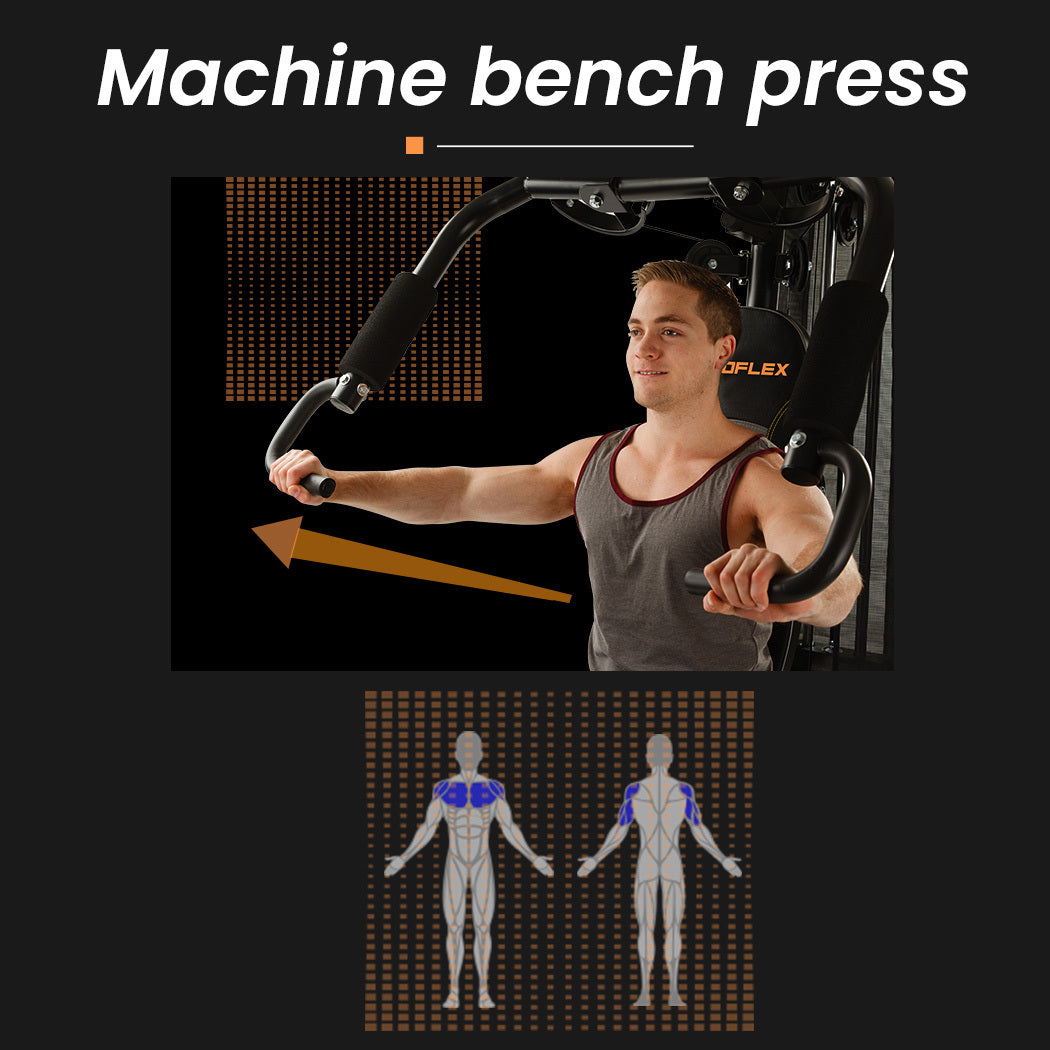 PROFLEX Multi-Station Home Gym Set with 98lbs Weight Plates- M8000 - Image 9