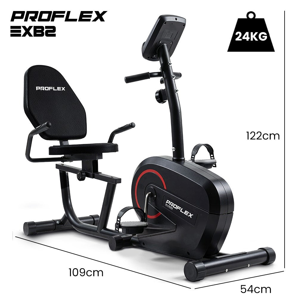 PROFLEX Magnetic Recumbent Exercise Bike, LCD Display, Heart Rate Sensors, Adjustable Seat, 8-Level Resistance, Comfortable Seated Home Cardio Fitness Machine - Image 9