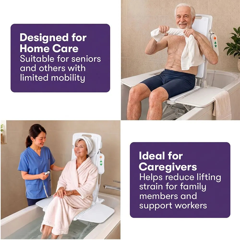EQUIPMED Motorised Bath Lift Chair, Electric Battery Operated Reclining Seat, Bathing Aid for Elderly & Disabled, 136kg Capacity White - Image 9
