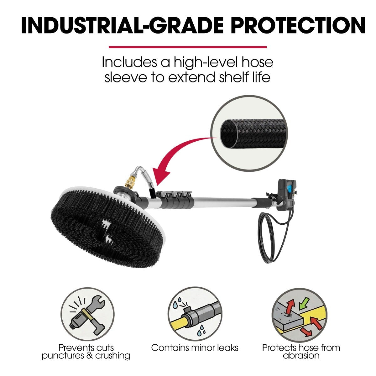 JET-USA 5.5m Telescopic Rotary Surface Cleaner Brush, for Solar Panels, Walls, Windows, M22 Pressure Washer Connection - Image 8