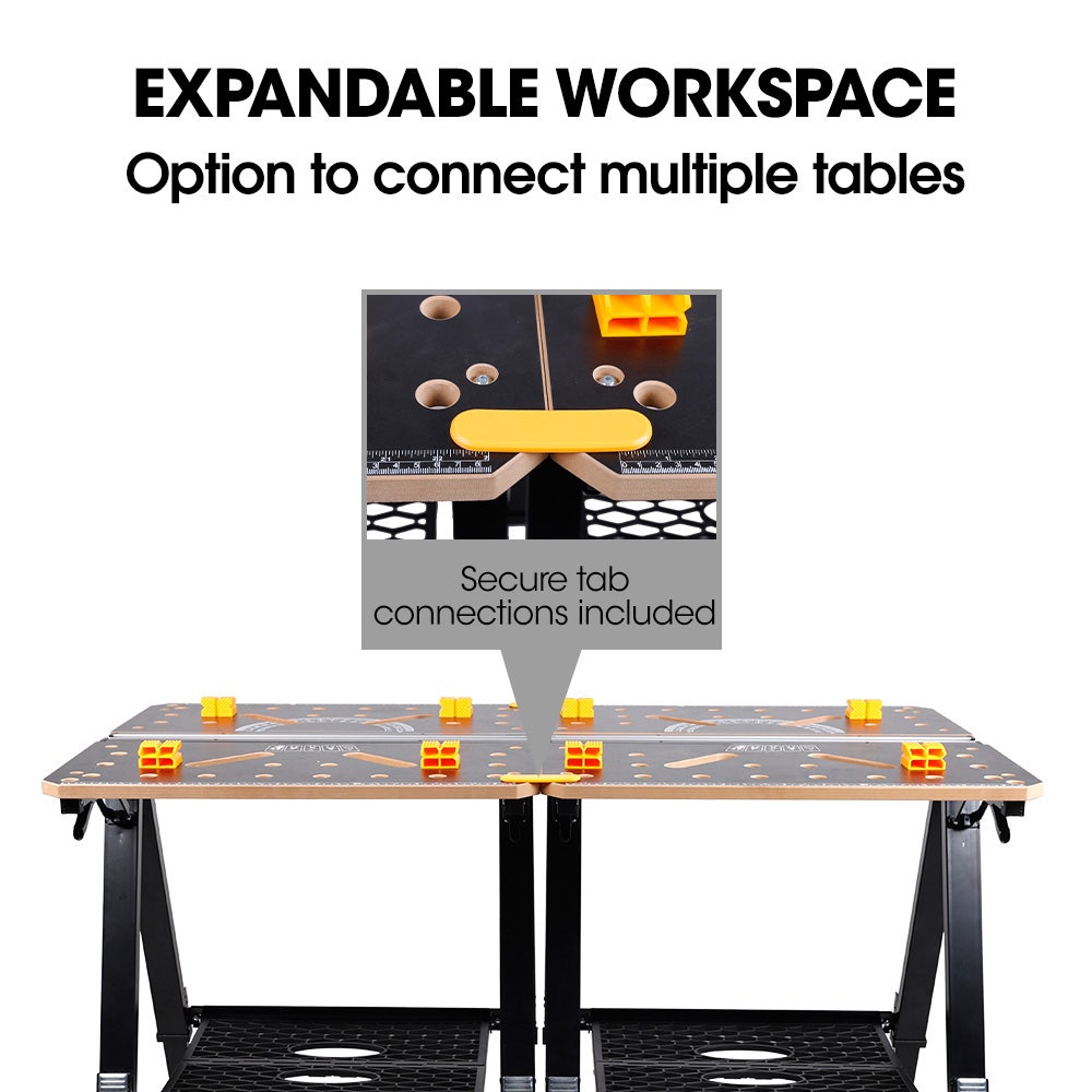 BAUMR-AG Portable Multifunction Workbench, 2-in-1 Worktable and Sawhorse, Height Adjustable, Expandable - Image 9