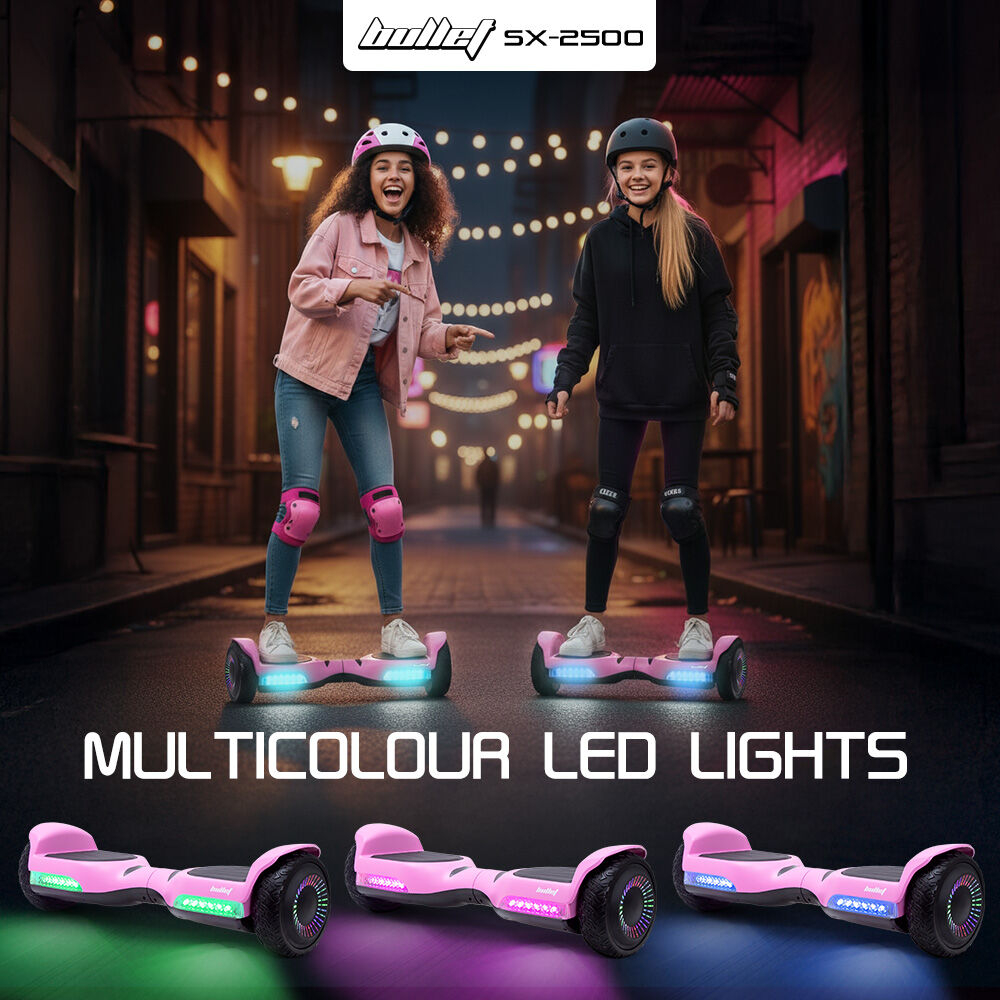 BULLET SX-2500 Hoverboard Scooter, 500W Brushless, UL Certified, AU Compliant, 6.5-inch Off-Road Style Tyres, Superior Self Balancing System, LED Lights, Pink - Image 9