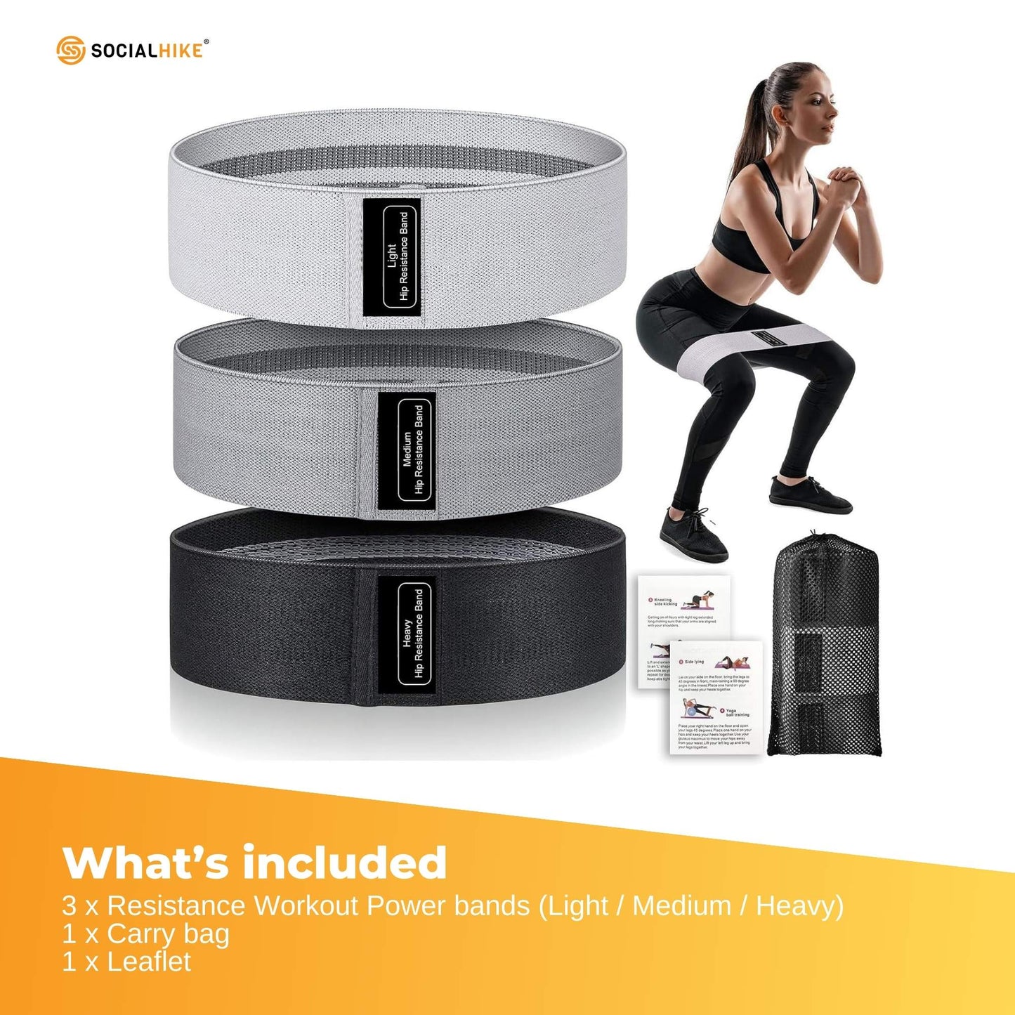 3x Resistance Exercise Hip Bands Set - Stretch Glute Booty Workout Power Loops - Image 8
