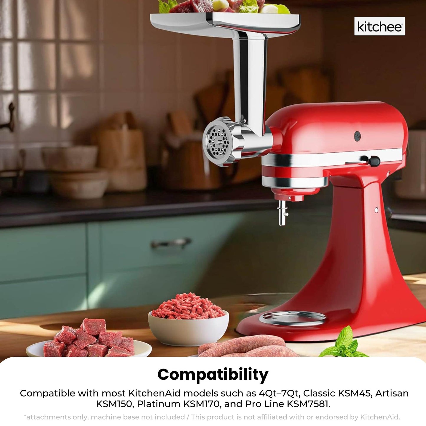Kitchee Meat Food Grinder Sausage Attachment - Compatible with KitchenAid Mixers - Image 6