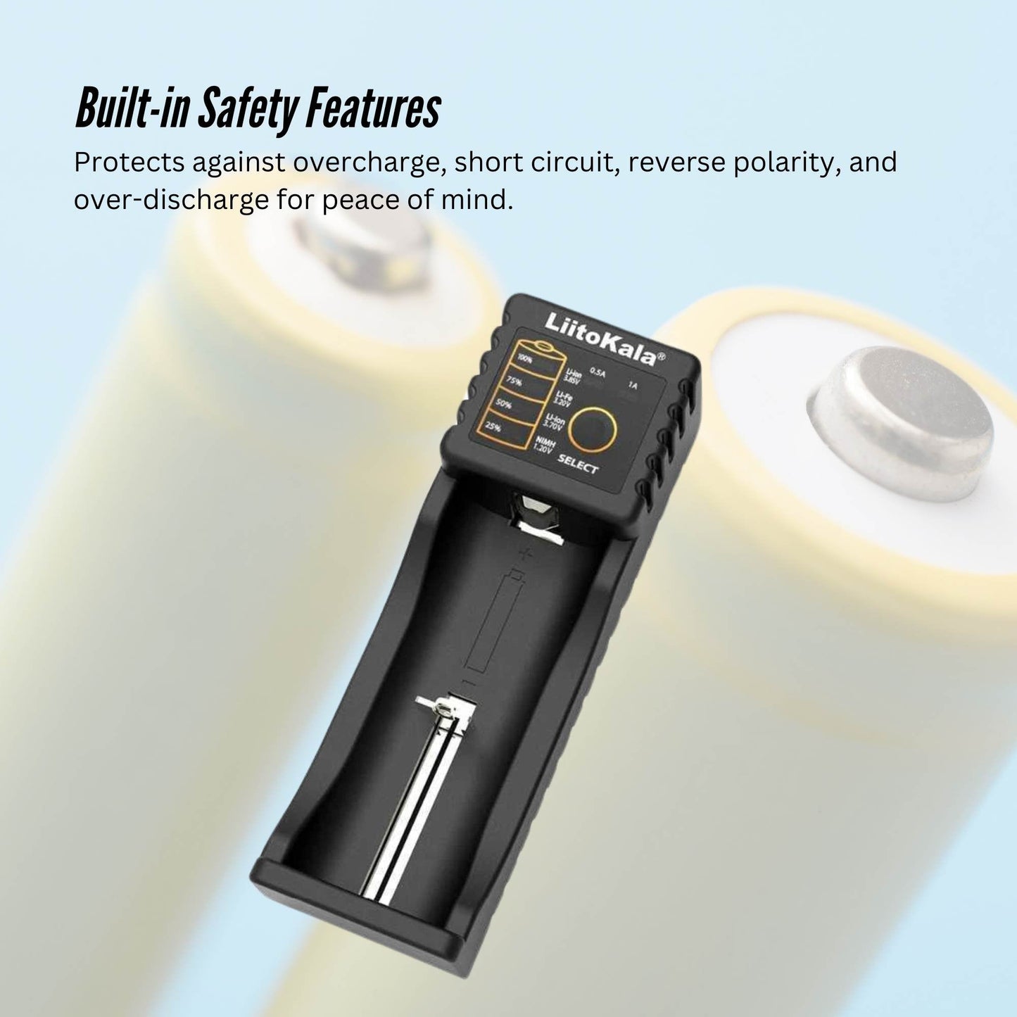 LiitoKala Lii-100 Smart Battery Charger - USB Output for 18650 AA AAA Li-ion NiMH - Image 8