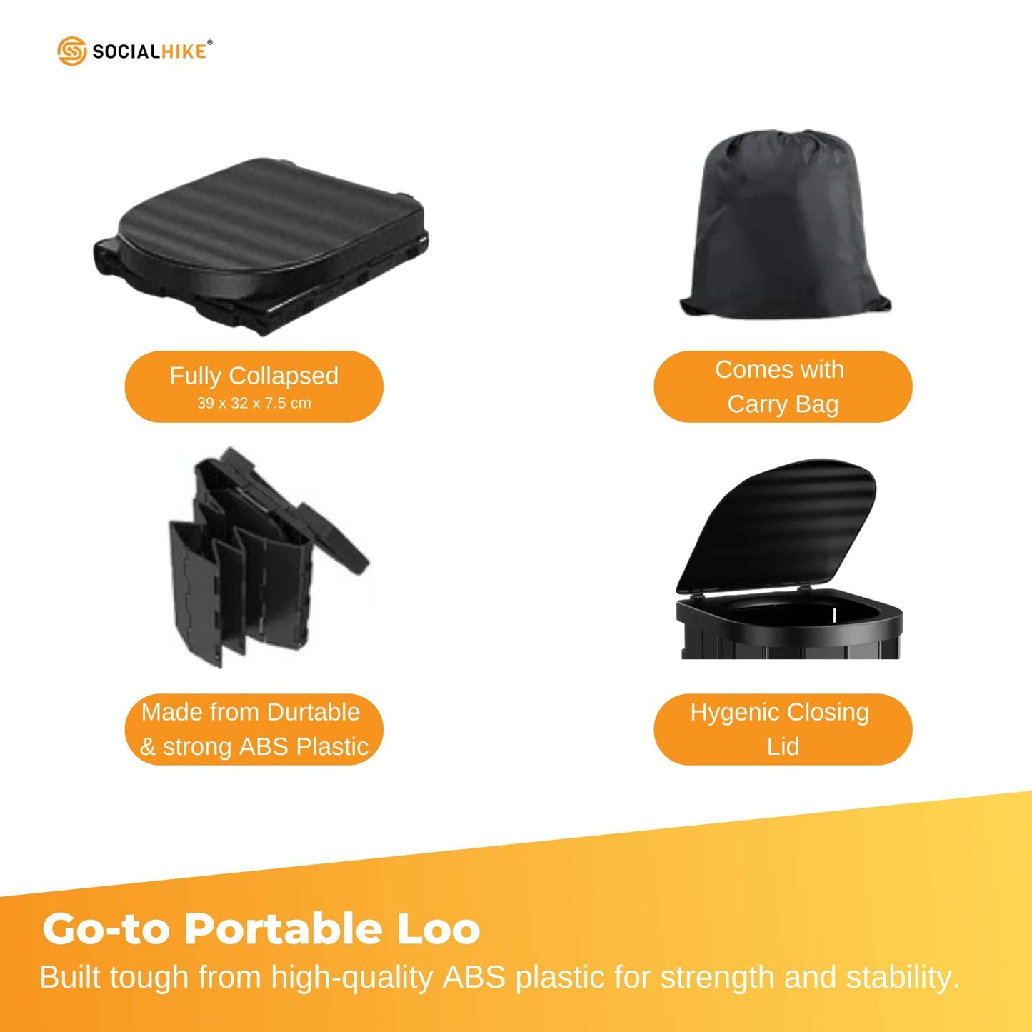 Social Hike Portable Folding Camping Toilet - Outdoor Lightweight Compact Potty - Image 5
