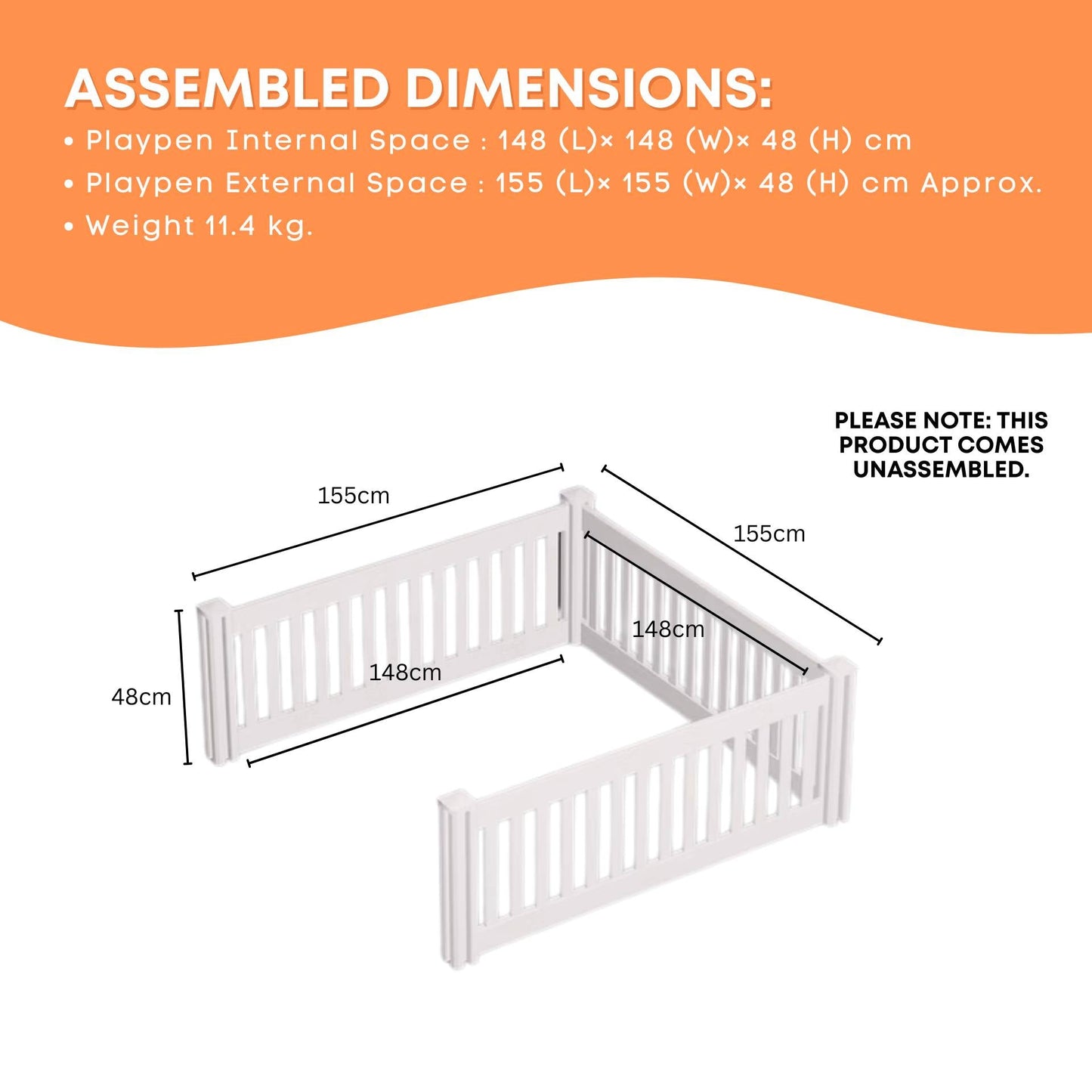 Rooster Farms PVC Dog Play Pen Extension for Whelping Box - 1.48m x 1.48m x 0.48m - Image 5
