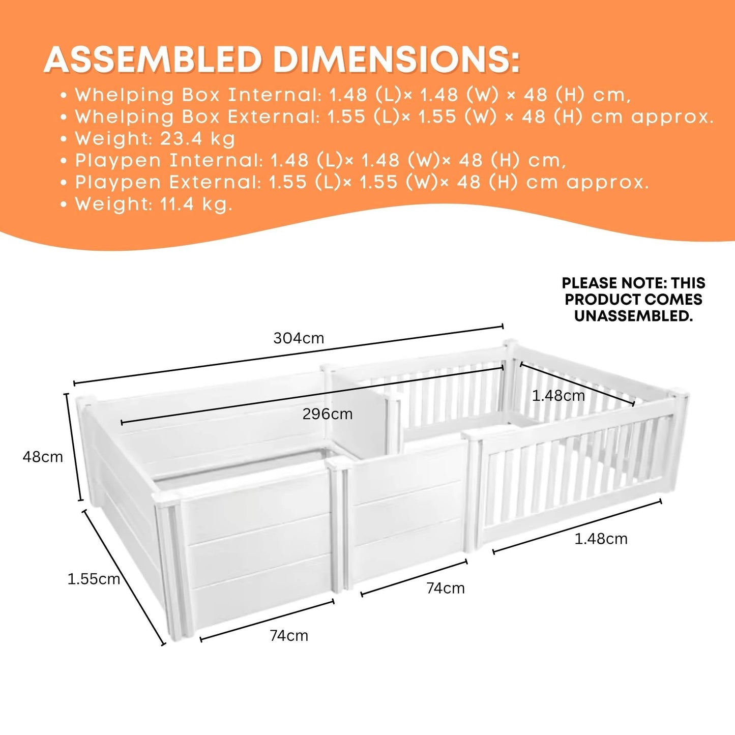 Rooster Farms PVC Dog Whelping Box + Play Pen 2.96m x 1.48m x 0.48m - Birthing Kit - Image 7