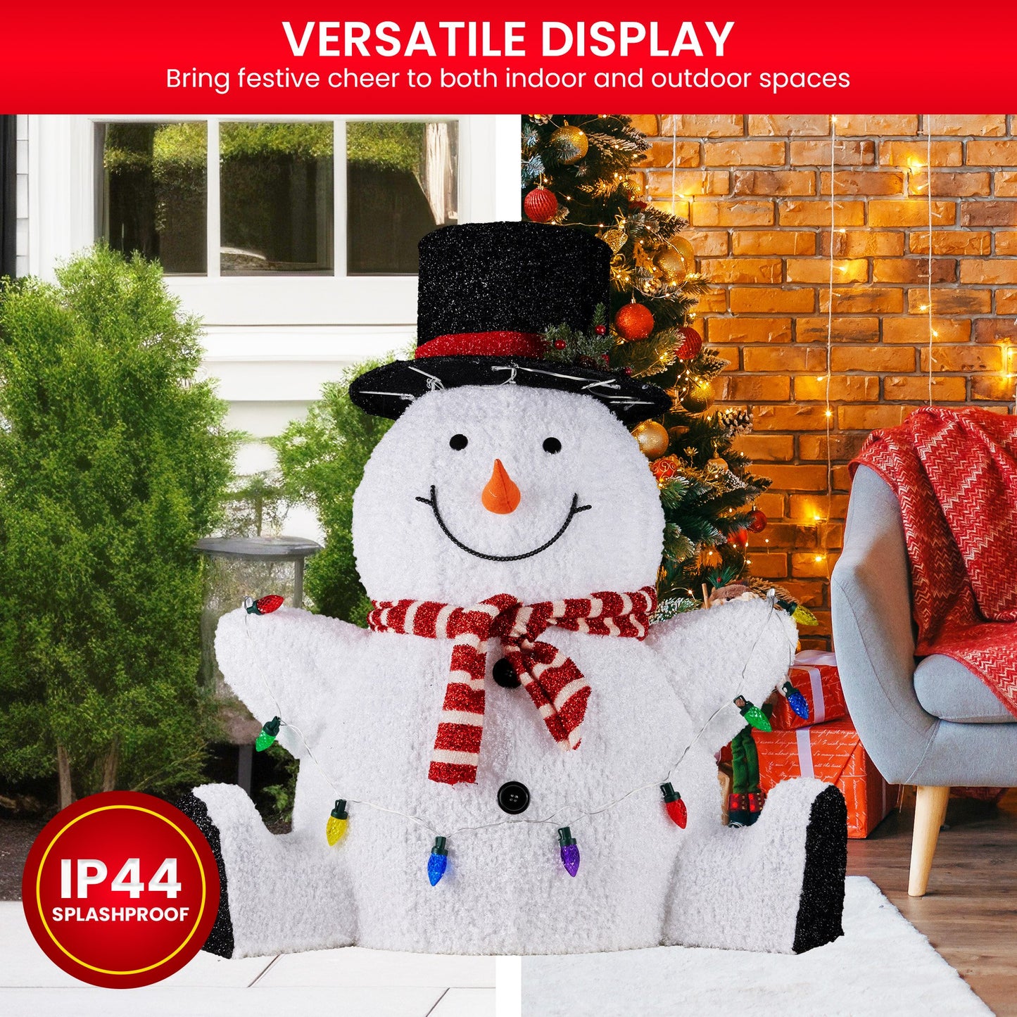 Christabelle 82cm Sitting Snowman Christmas Display with Lights - Image 6