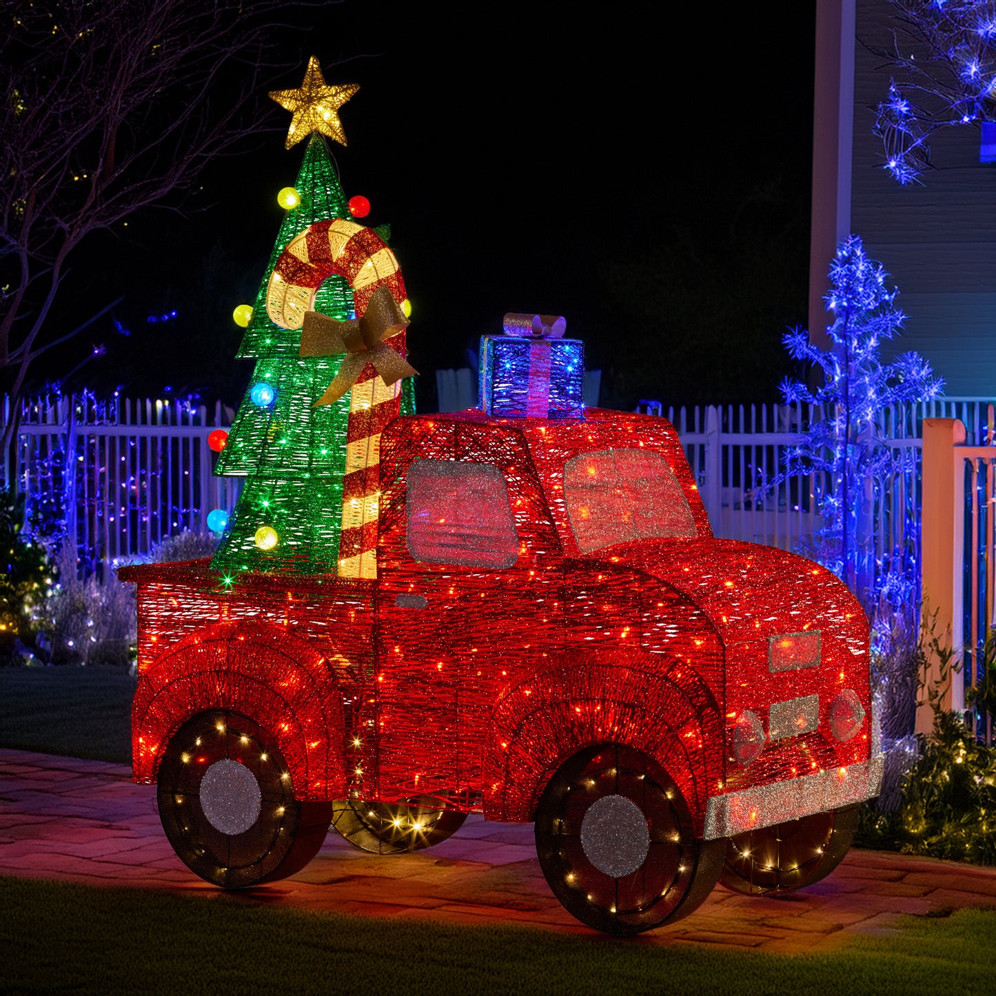 Christabelle 1.4m Christmas Tree Truck Indoor Outdoor Display Decoration LED Lights Front Yard Lawn Statue Ornament - Image 7