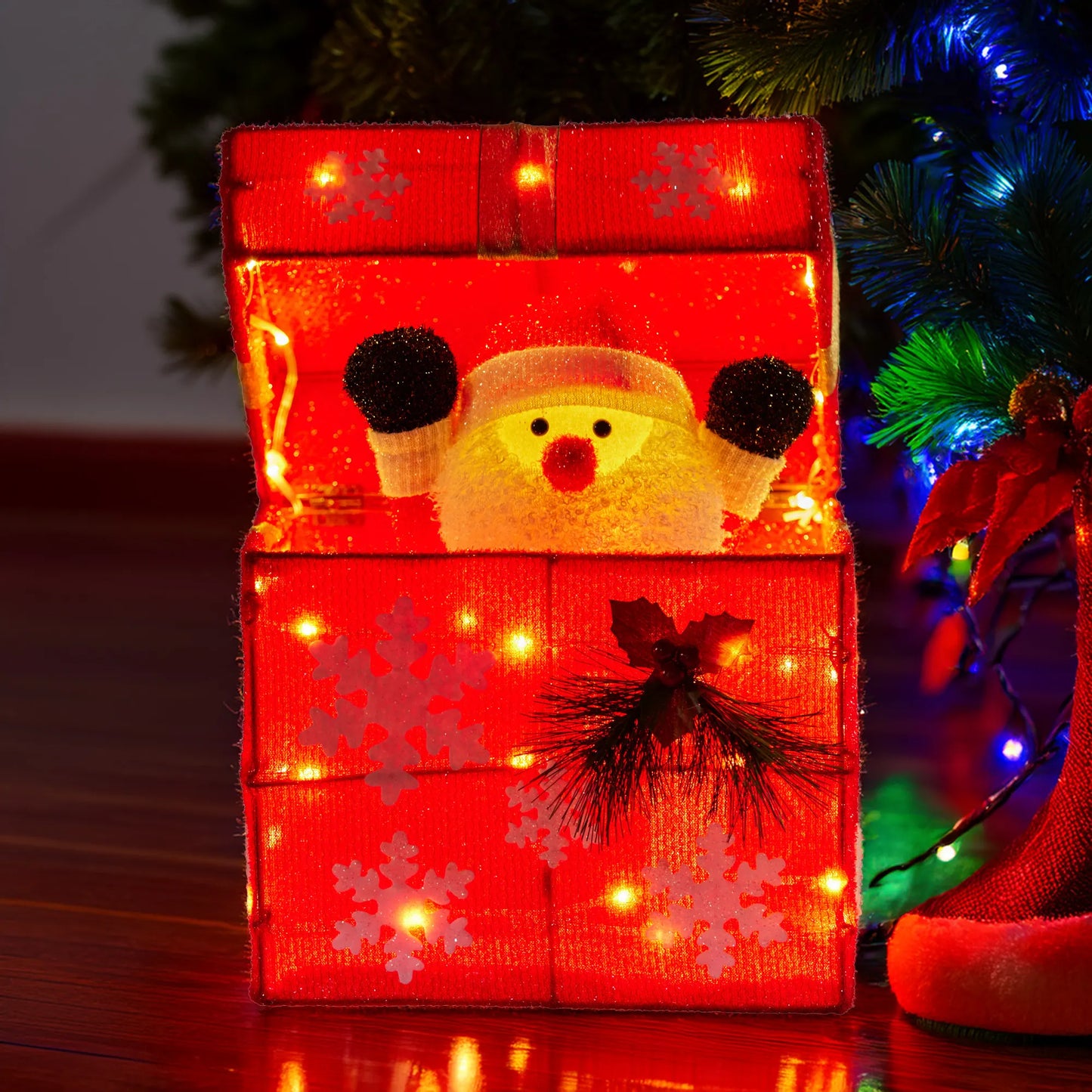 Christabelle Animated Santa Gift Box Led Christmas Tree Decoration Xmas Ornament - Image 7