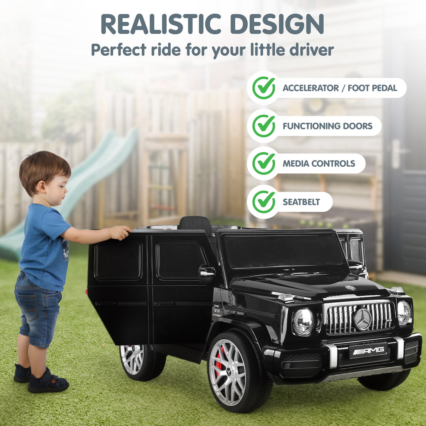 Kahuna Mercedes Benz AMG Licensed G63 Kids Electric Ride On Car Remote Control Dual 25W Motors Music Player LED Lights - Image 9