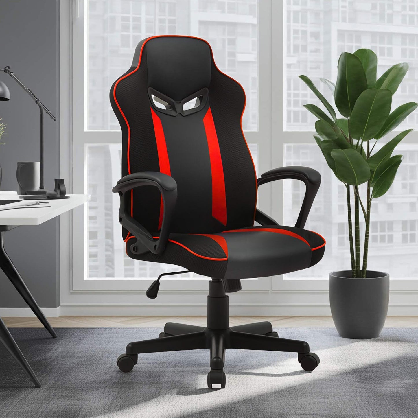 Sarantino Fayzo Racing Reclining Office Gaming Chair Black And Red Adjustable Computer Desk Seat With Adjustable Height, Breathable Mesh Back, Padded Armrests - Image 8