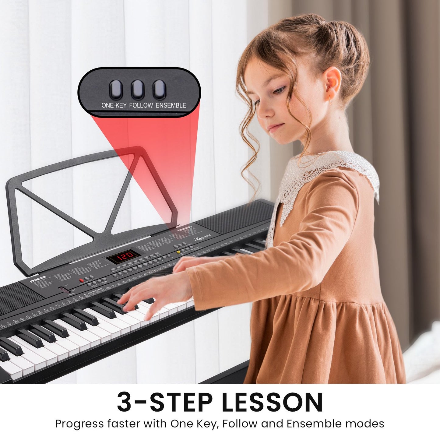 Karrera 61-Key Electronic Piano Keyboard 75cm with Stand - Black - Image 6