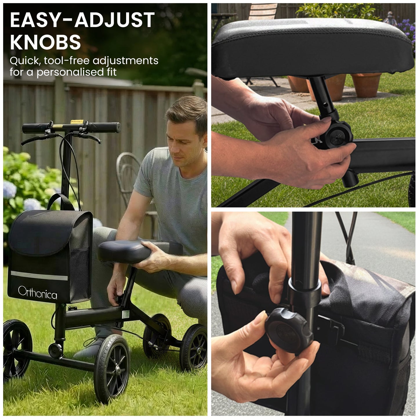 Orthonica Knee Walker with Adjustable Pad and Dual Brakes - Image 8
