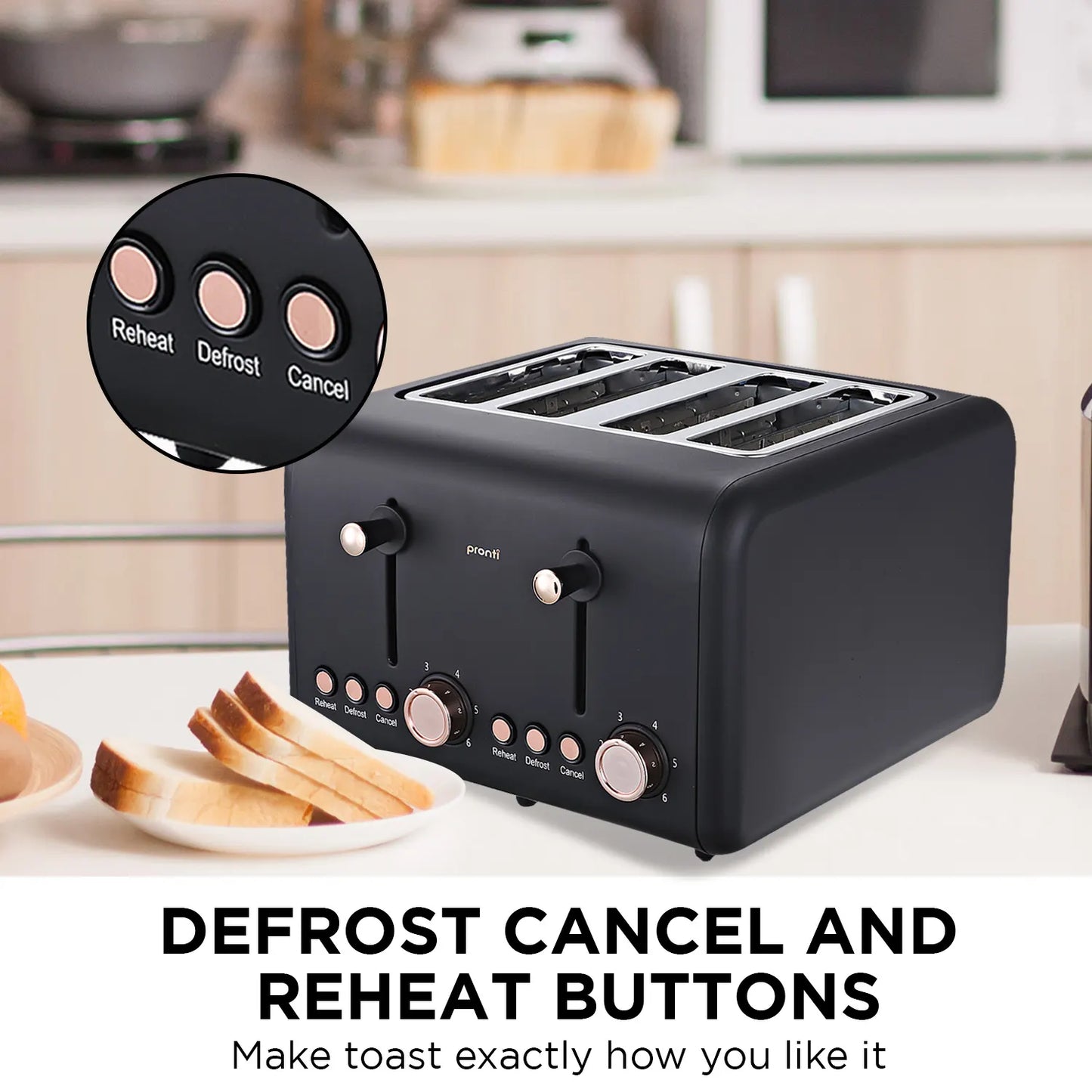 Pronti Rose Trim Collection Toaster & Kettle Bundle - Black - Image 9