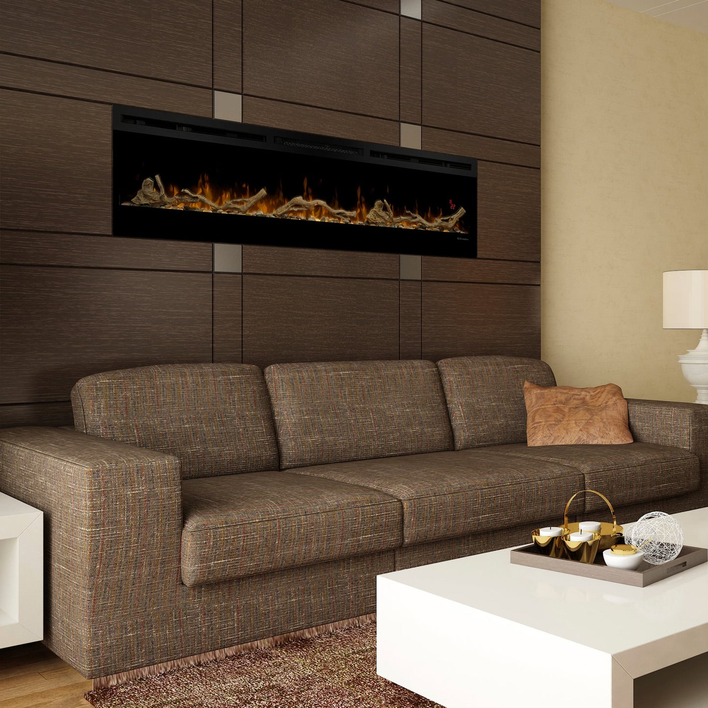 Dimplex 74-inch Linear Fireplace Driftwood and River Rock Accessory Package - Image 9