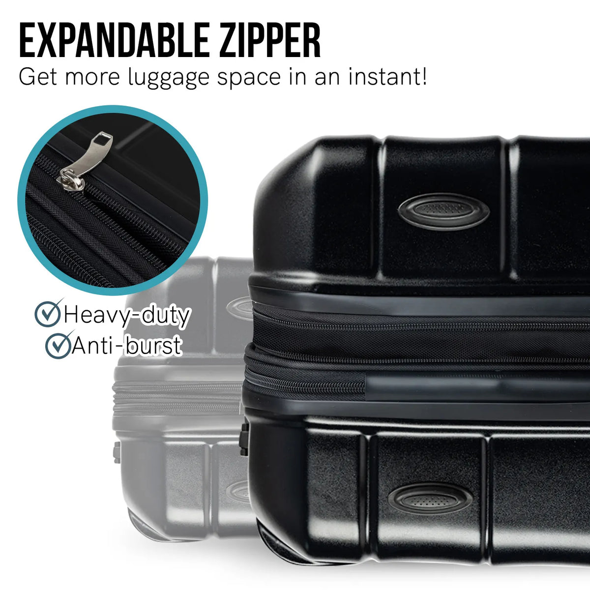 Olympus Artemis 24in Hard Shell Suitcase ABS+PC Jet Black - Image 9