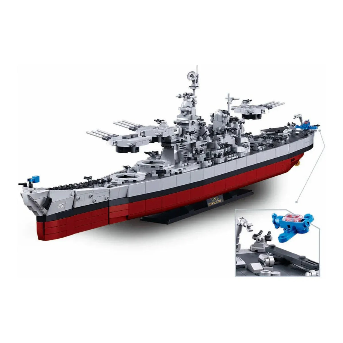 Sluban B1291 Model Kit 1:350 USS Missouri BB63 Mighty Mo Battleship Warship WWII Navy Vessel Boat Blocks DIY Set Toy - Image 5