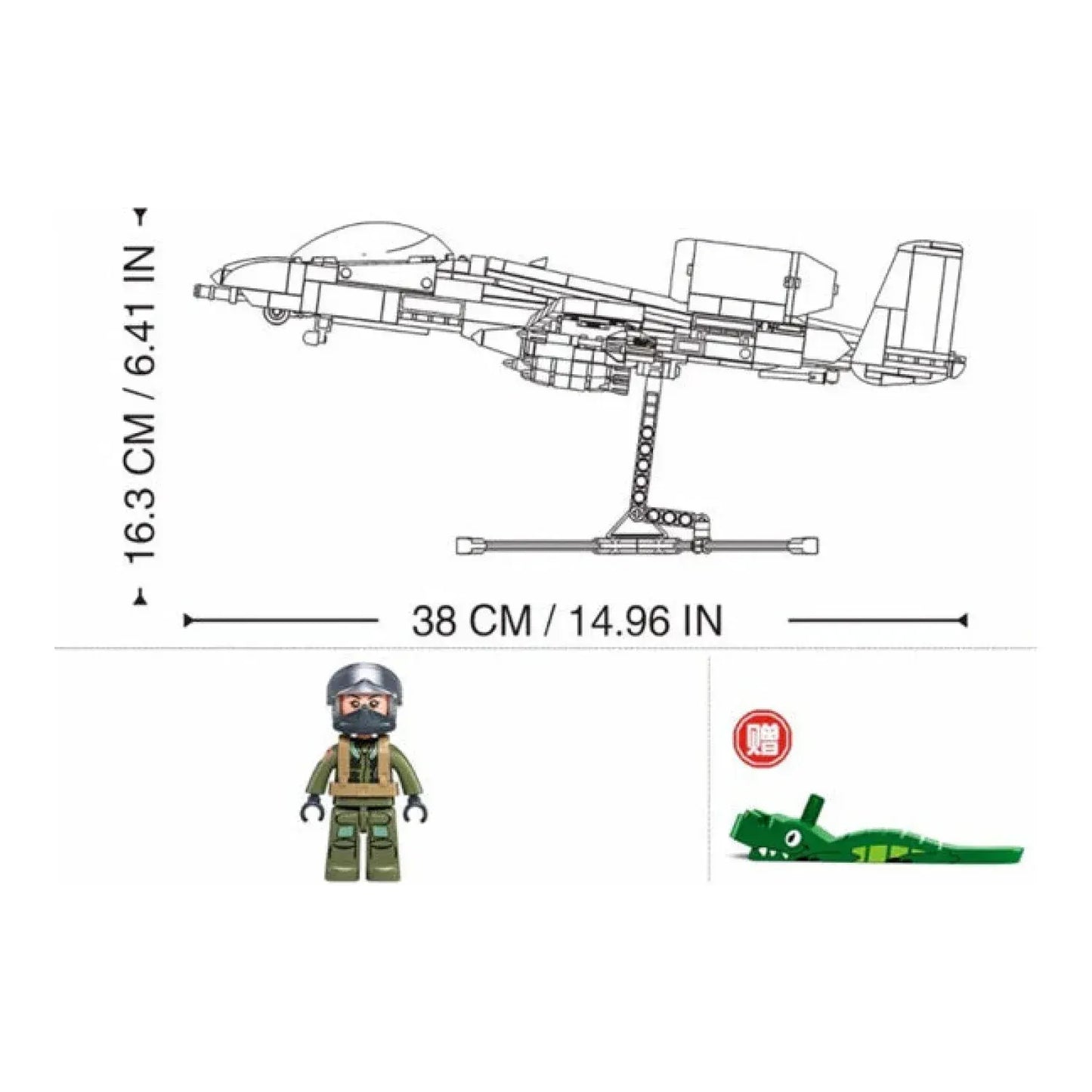 Sluban B1362 Model Kit 1:44 A10 Warthog Thunderbolt Attack Jet Fighter Plane USAF Military Building Blocks DIY Set Toy - Image 5