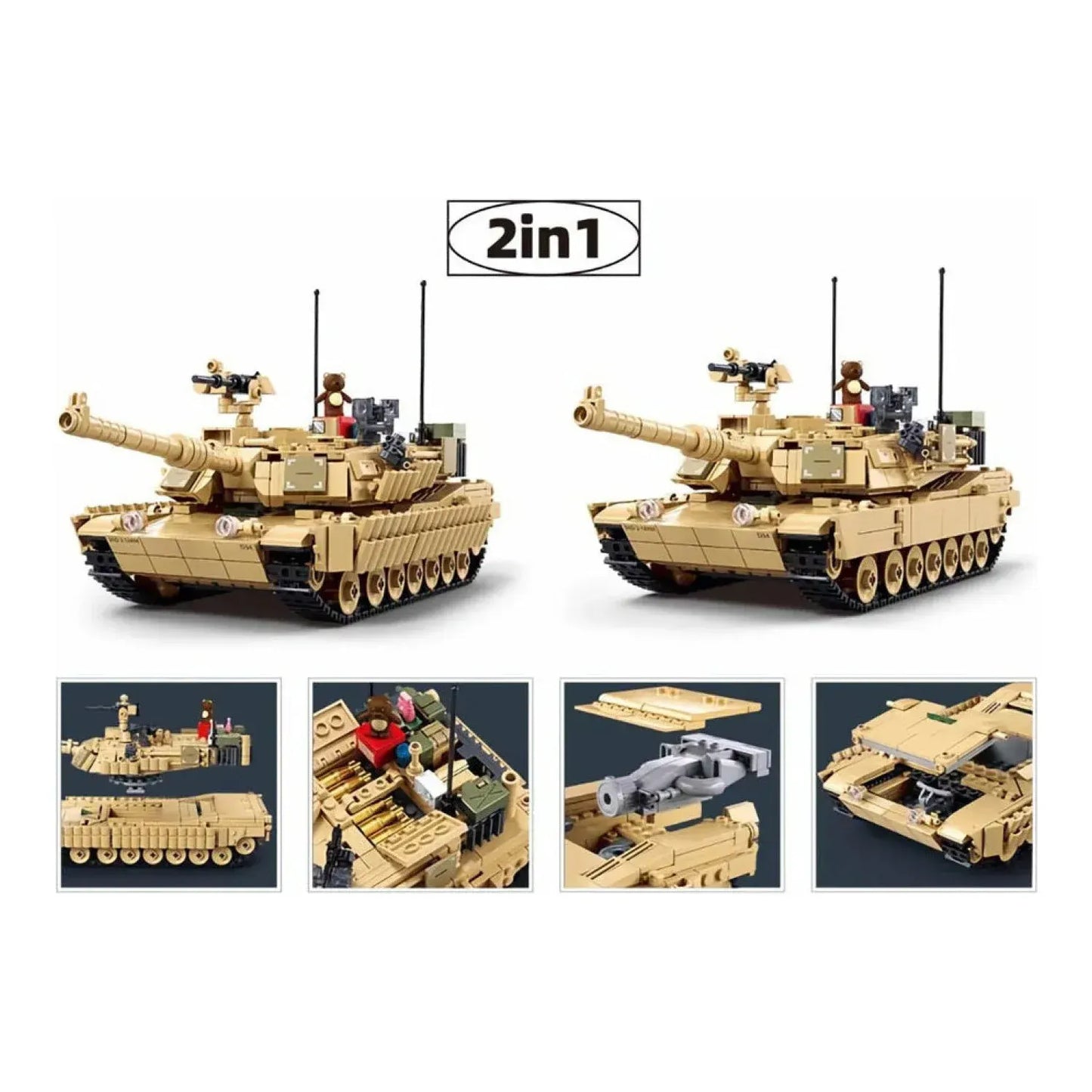 Sluban B1365 Model Kit 1:35 M1A2 Abrams TUSK II Battle Tank MBT Modern US Army Military Building Blocks DIY Set Toy - Image 3